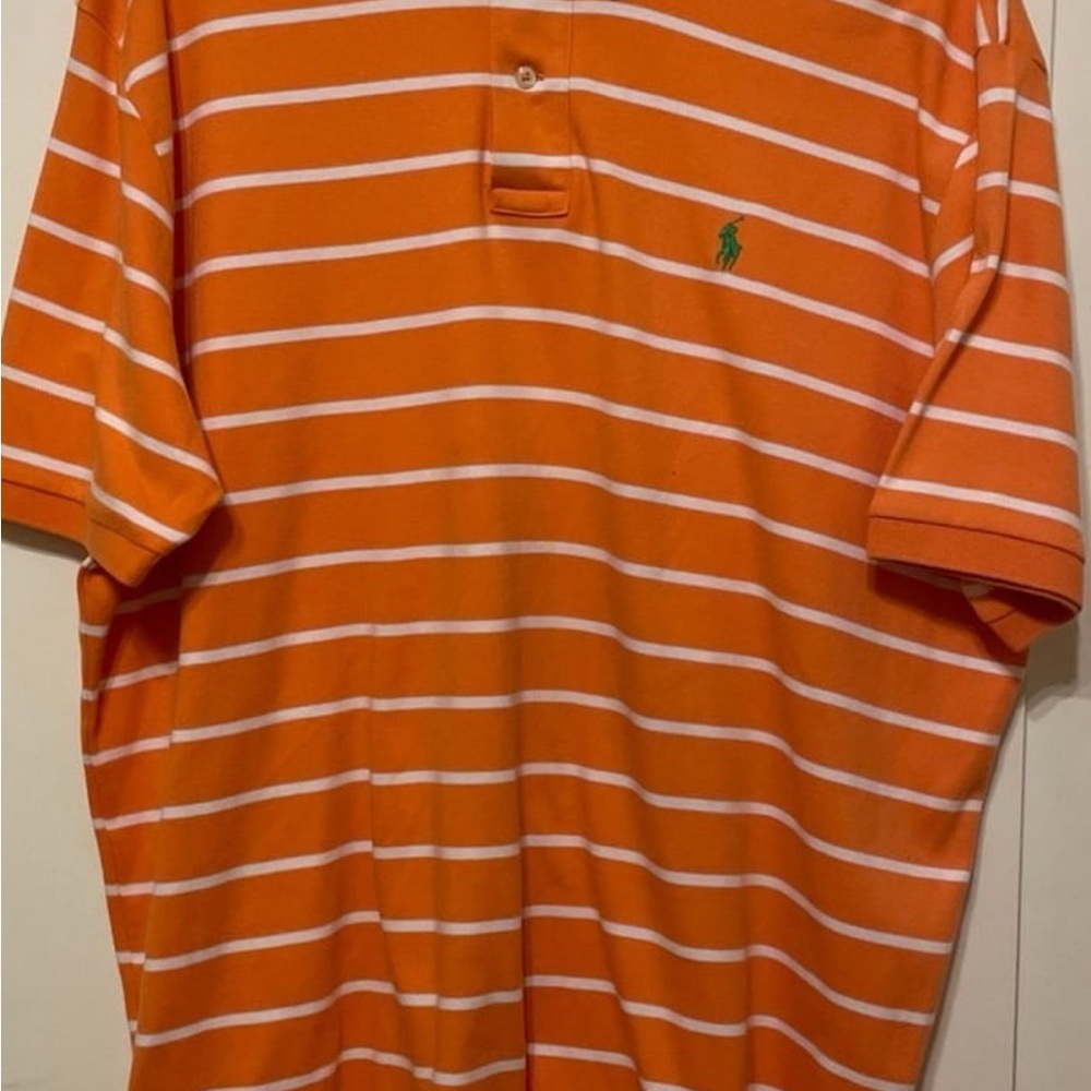 Ralph Lauren Orange and White Striped Polo Shirt